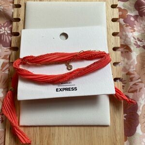 Express Vibrant Coral Bracelet with Gold Charm